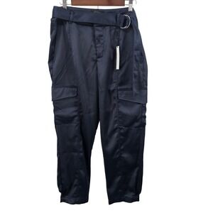 Sanctuary Navy Blue Satin Cargo Pants‎ with Belt & D Ring - Size 31